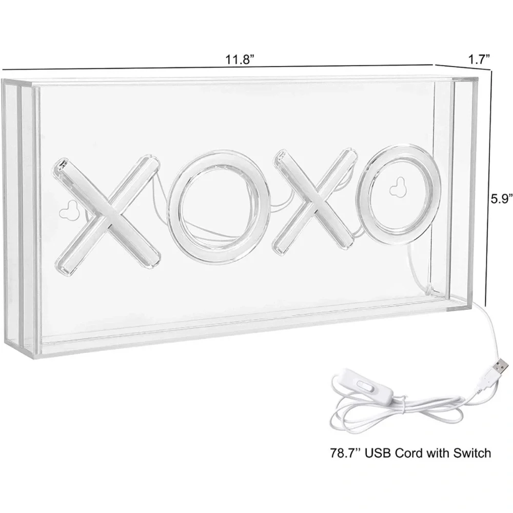 XOXO Pink Neon LED Hugs Kisses Light Cute Kawaii Wall Room Decor Gift/Present